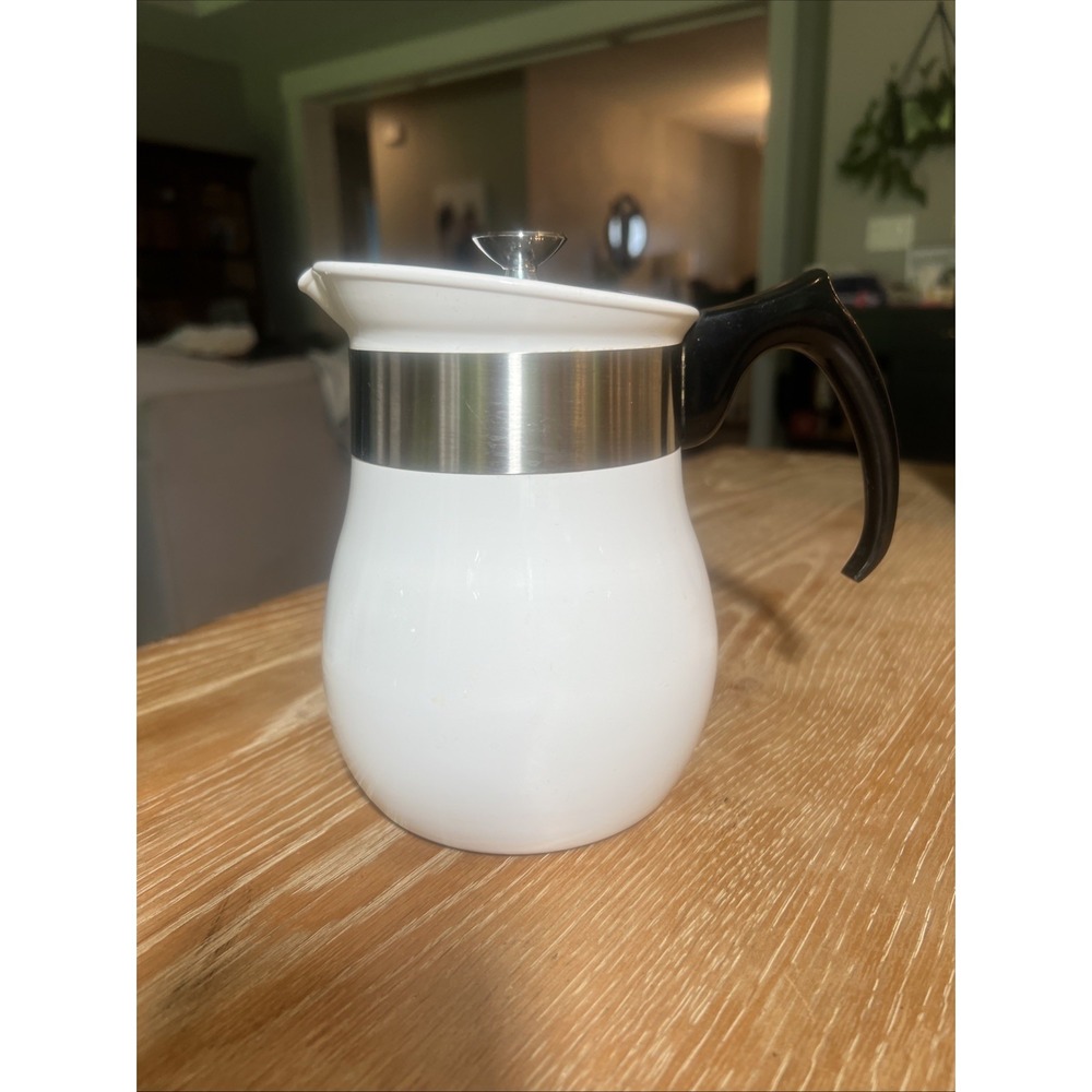 Vintage Corning Centura White Carafe 6 Cup Coffee Teapot Pitcher